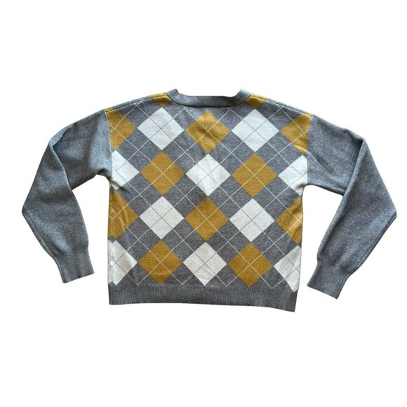 Willow & Wind Argyle Sweater Women’s XL 1X Gray Yellow Cardigan Academia Preppy - Picture 8 of 8